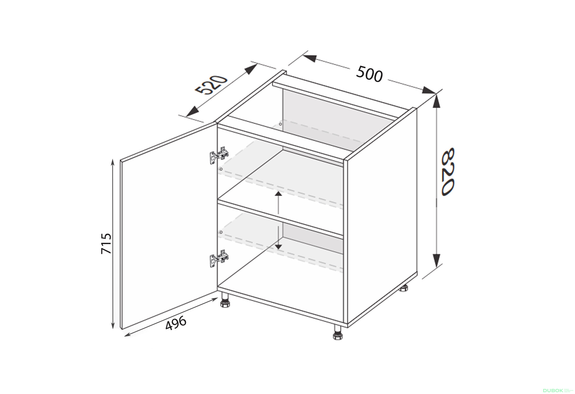 Spodní skříňka 50N/820 1dveře Pro Blum Vintage - Fotografie 2 Fotografie 2 - Spodní skříňka 50N/820 1dveře Pro Blum Vintage