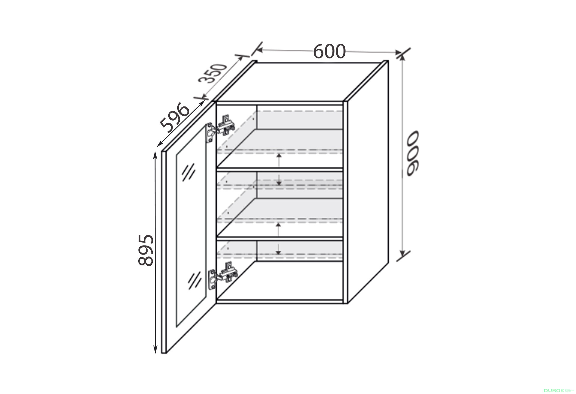Fotografie 2 - Vrchní 60V/900 1dveřová vitrína Pro Blum Vintage