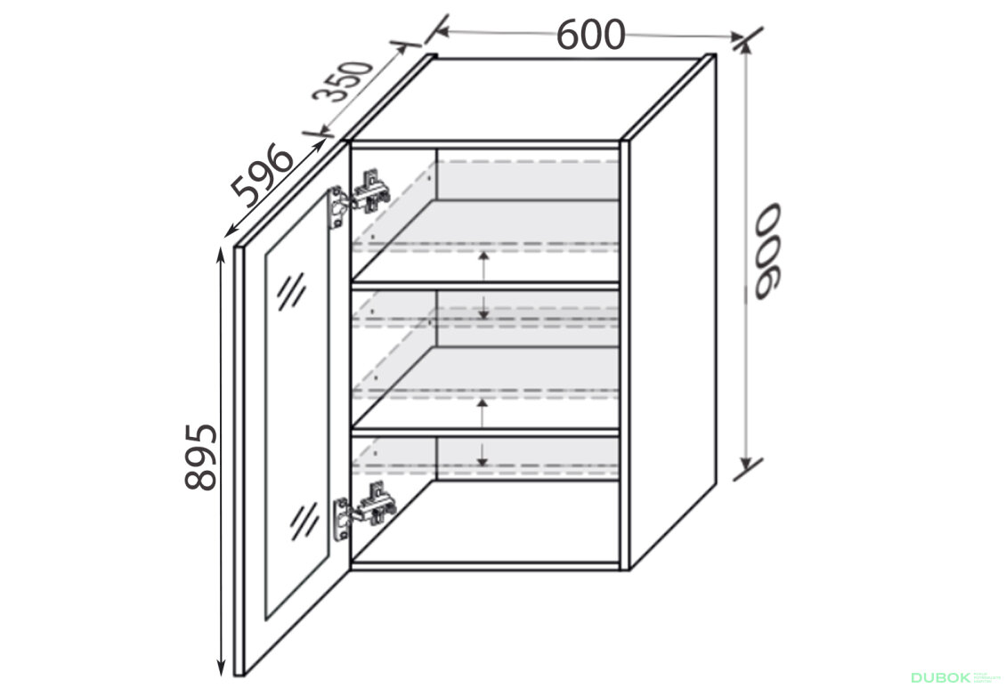 Fotografie 2 - Vrchní 60V/900 1dveřová vitrína Pro Blum Vintage
