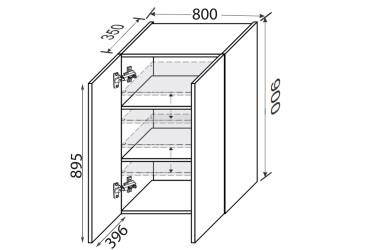 Vrchní skříňka 80V/900 2dv Pro Blum Fotografie Vrchní skříňka 80V/900 2dv Pro Blum