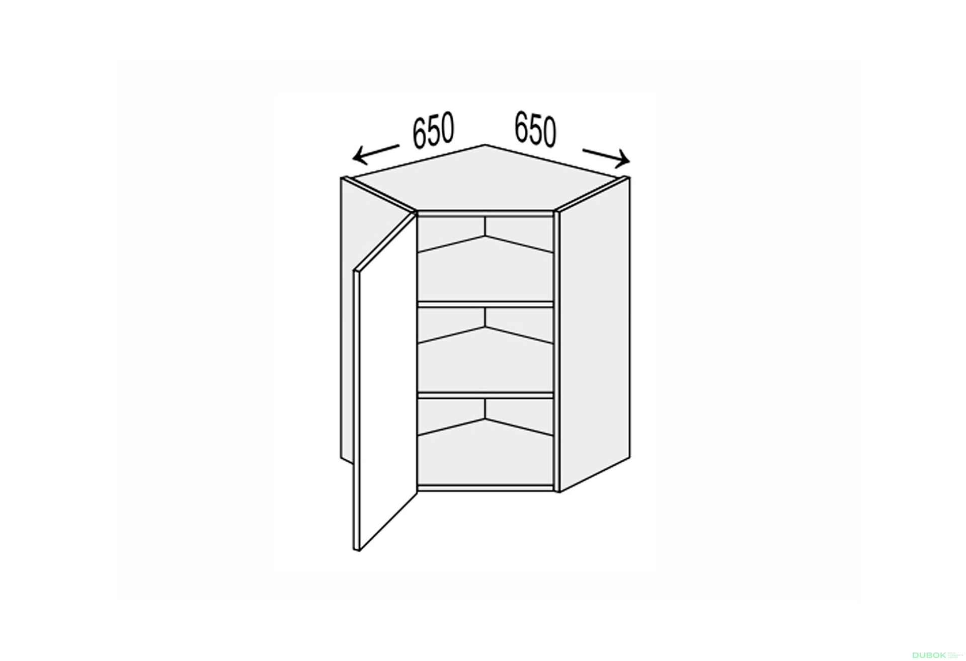 Vrchní roh V 45°/720 (650x650) 1dveře Pro Blum Vintage - Fotografie 1 Fotografie 1 - Vrchní roh V 45°/720 (650x650) 1dveře Pro Blum Vintage