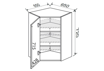 Vrchní roh V 45°/720 (650x650) 1dveře Pro Blum Fotografie Vrchní roh V 45°/720 (650x650) 1dveře Pro Blum
