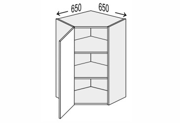 Vrchní roh V 45°/900 (650x650) 1dveře Pro Blum