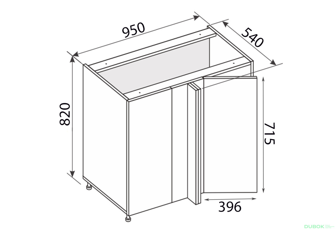 Fotografie 1 - Spodní roh H 90°/820x1000x600 1dveře Pro Blum pravý Millenium Premium