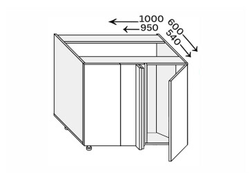 Spodní roh H 90°/820x1000x600 1dveře Pro Blum pravý Millenium Premium