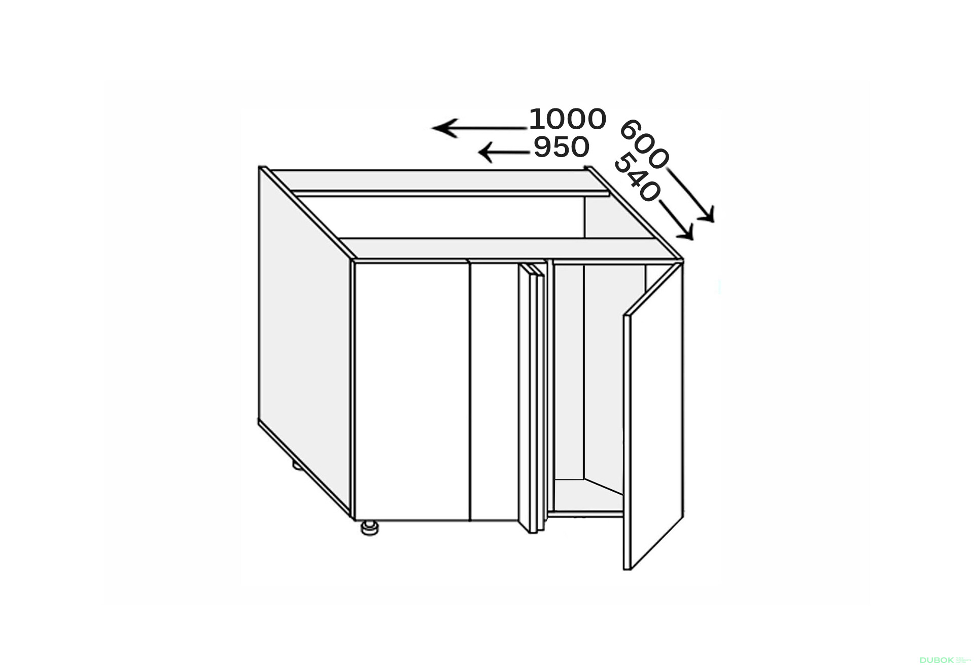 Fotografie 1 - Spodní roh H 90°/820x1000x600 1dveře Pro Blum pravý Millenium Premium