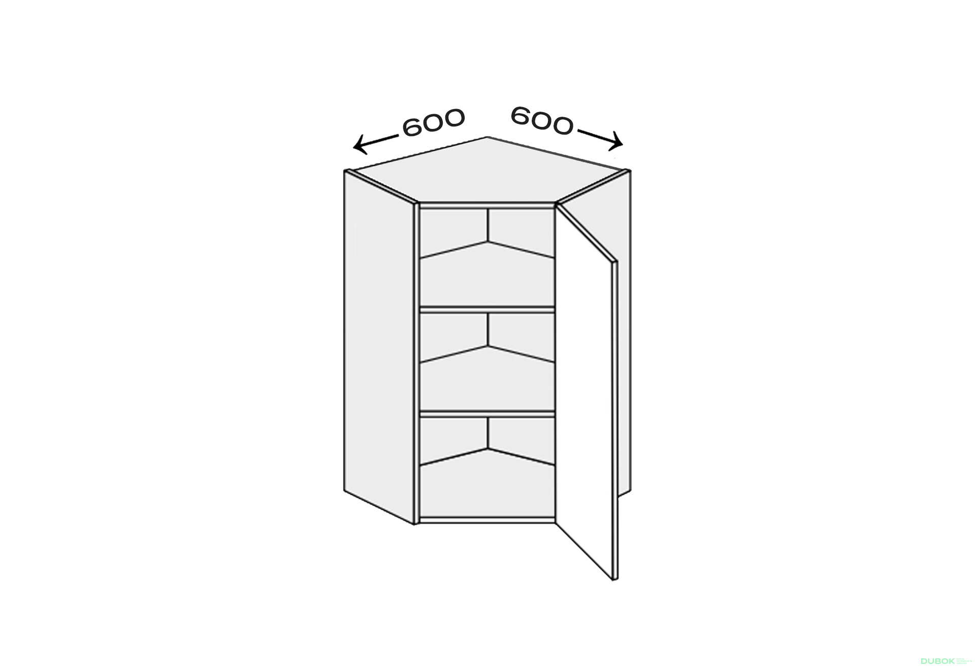 Fotografie 1 - Vrchní roh V 45°/720 (600x600) 1 dvířka pravé Millenium