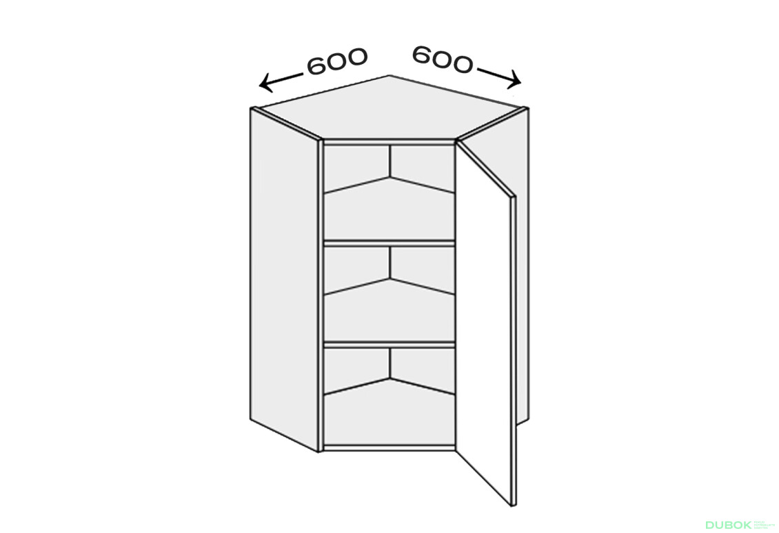 Fotografie 1 - Vrchní roh V 45°/720 (600x600) 1 dvířka pravé Millenium
