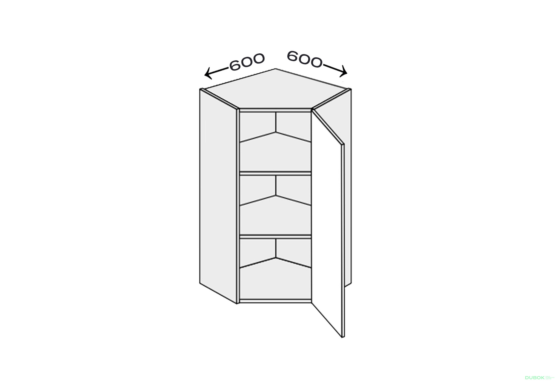 Fotografie 1 - Vrchní roh 45°/900 (600x600) 1dveře pravé Millenium
