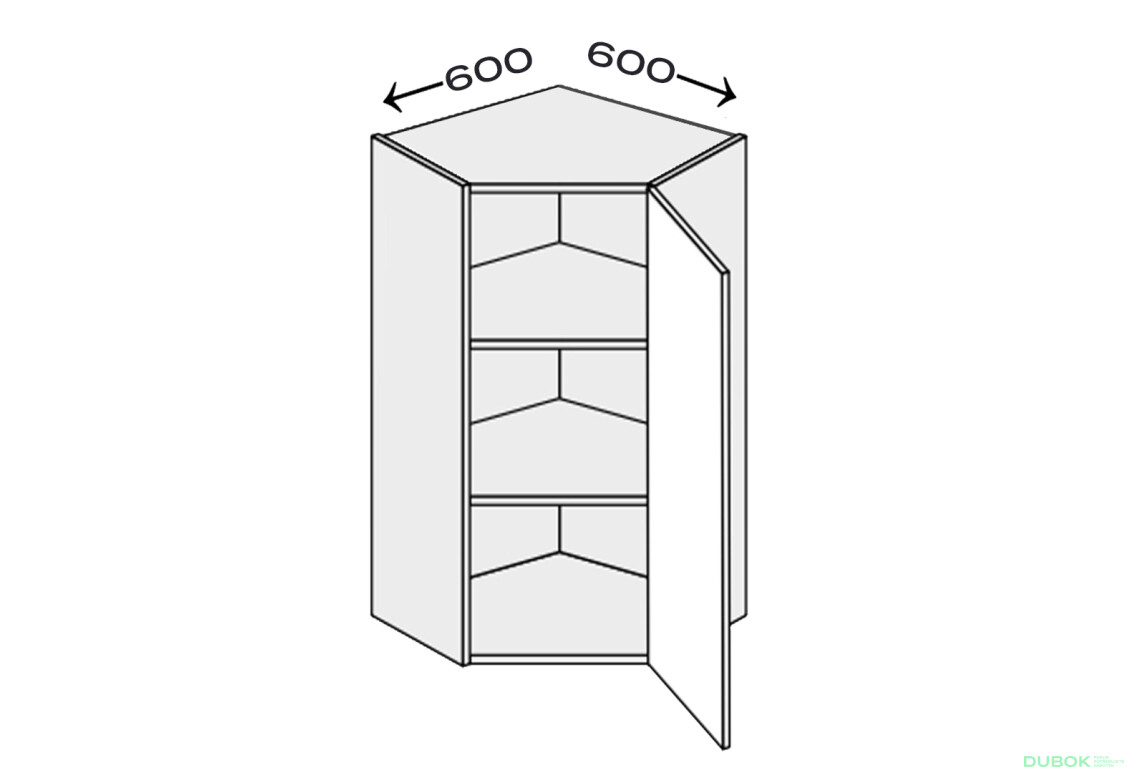Fotografie 1 - Vrchní roh 45°/900 (600x600) 1dveře pravé Millenium