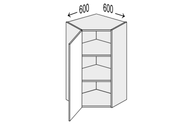 Vrchní roh 45°/900 (600x600) 1dveře