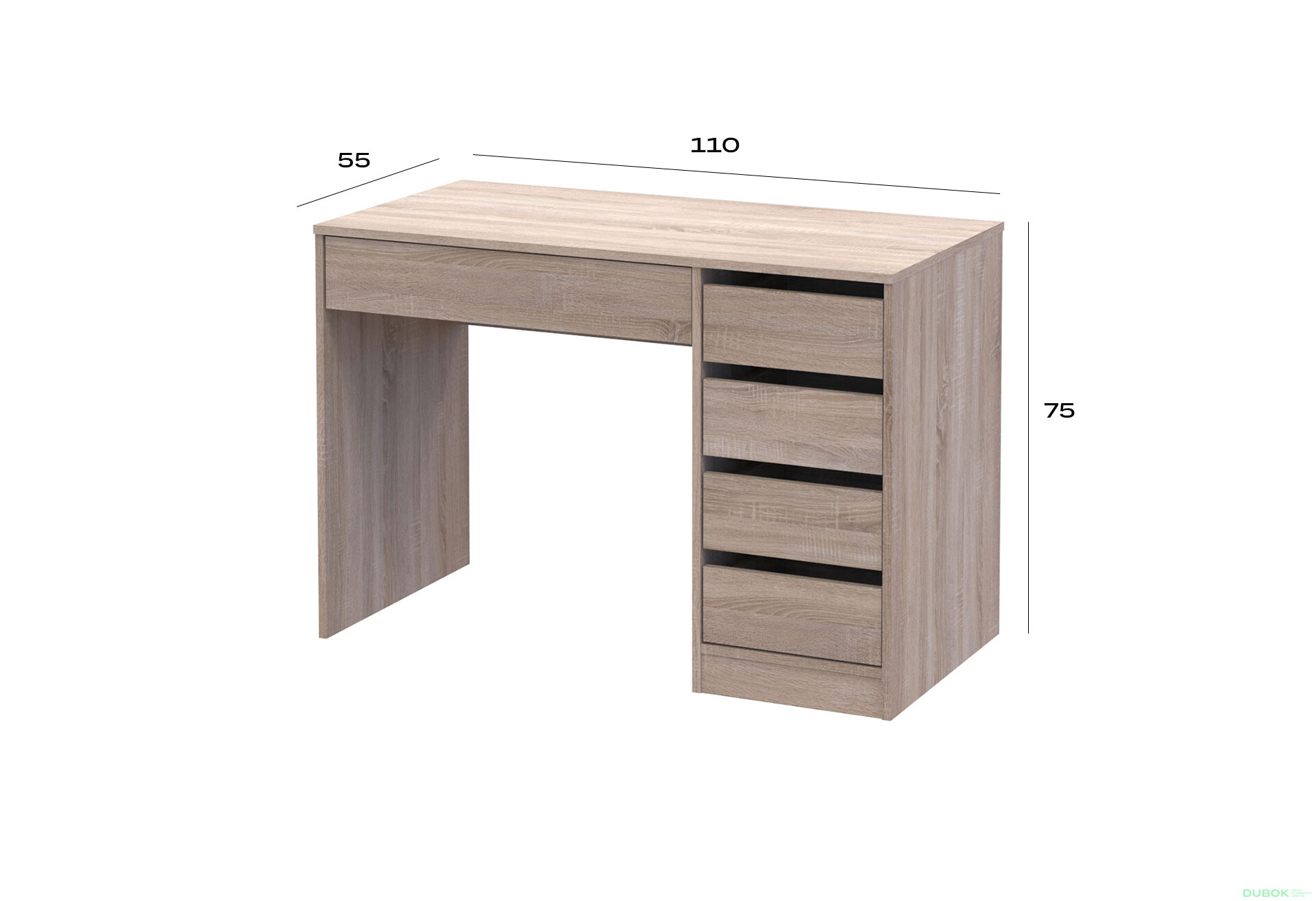 Fotografie 7 - Psací stůl s pravou montáží Profi 110 cm dub sonoma