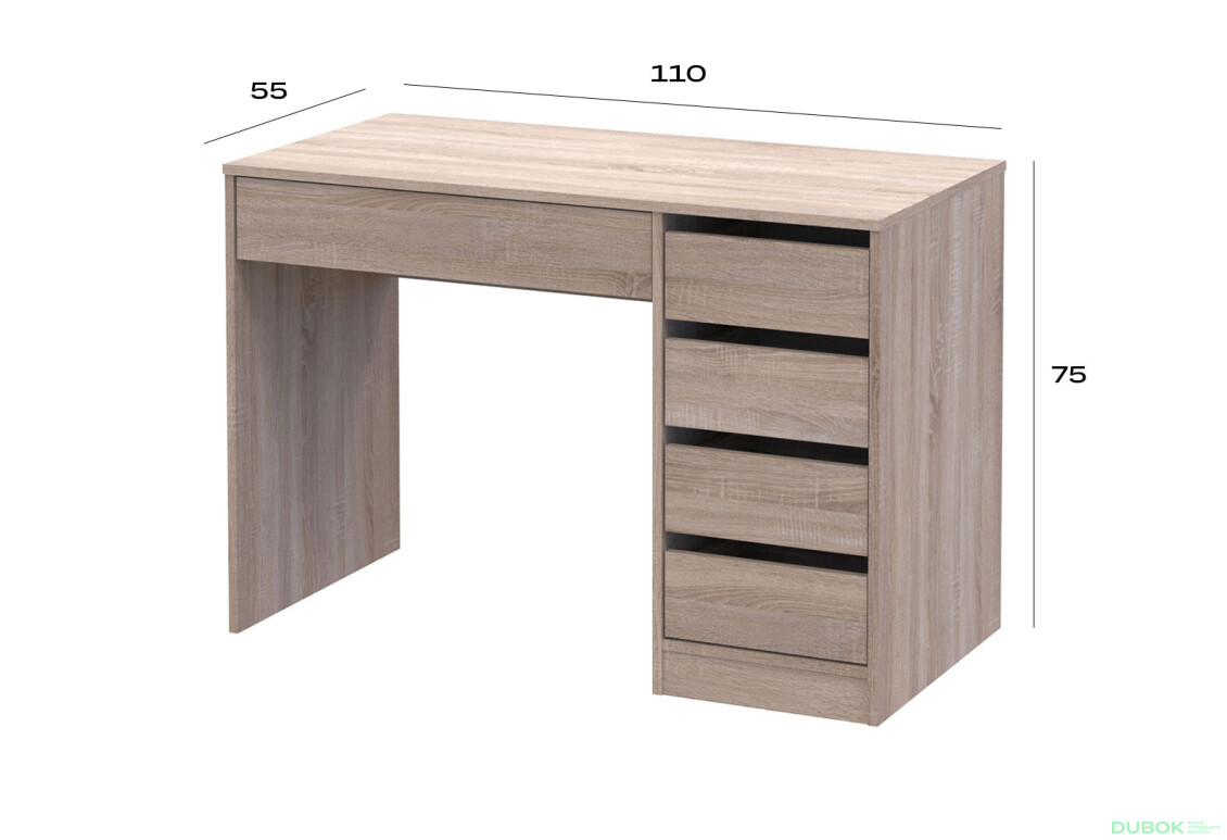 Fotografie 7 - Psací stůl s pravou montáží Profi 110 cm dub sonoma