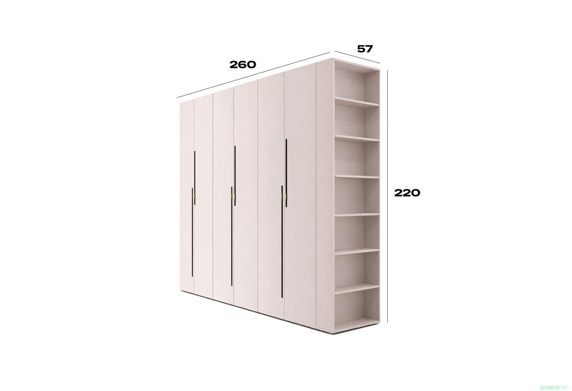 Fotografie 3 - Skříň 6D 260 cm kašmír Space