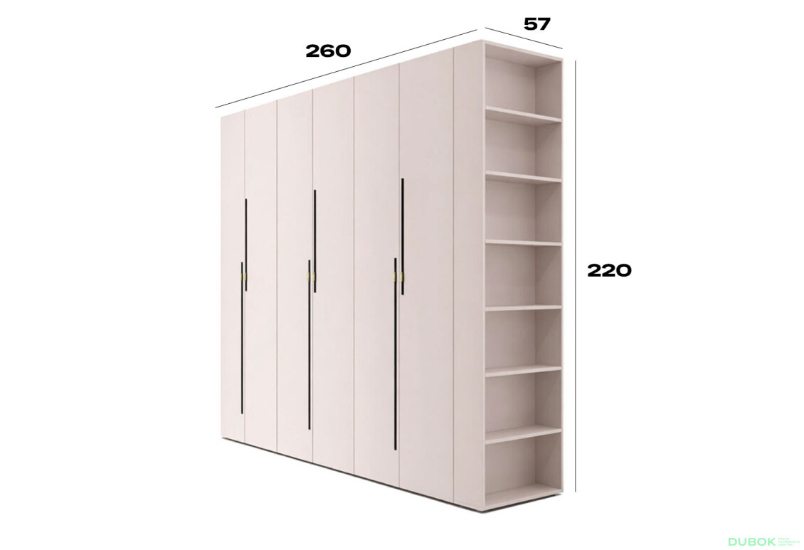 Fotografie 3 - Skříň 6D 260 cm kašmír Space