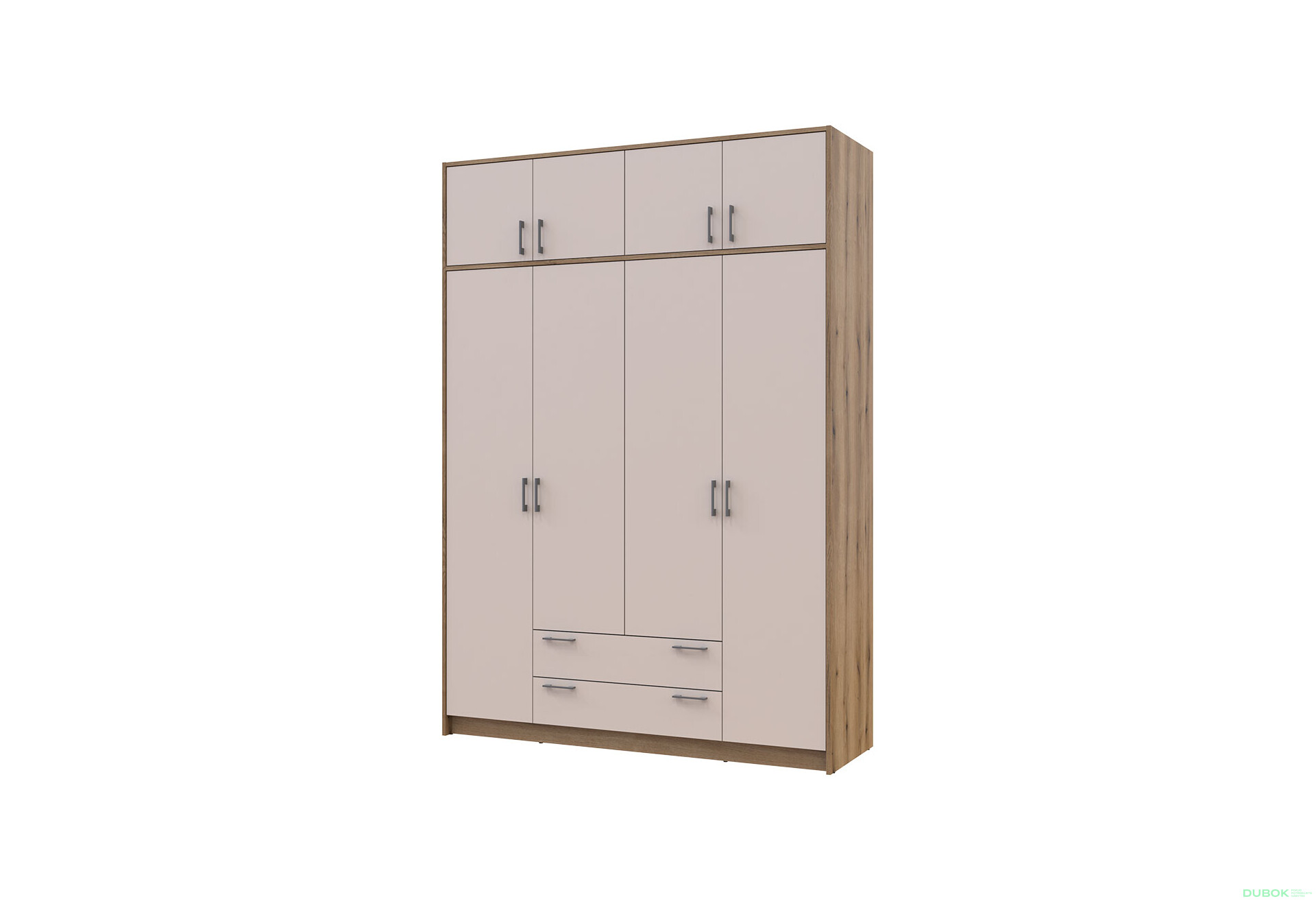 Skříň Rondi 4 z dřevotřísky s horním úložným prostorem artisan dub / kašmír 160x52x236 cm - Fotografie 1 Fotografie 1 - Skříň Rondi 4 z dřevotřísky s horním úložným prostorem artisan dub / kašmír 160x52x236 cm