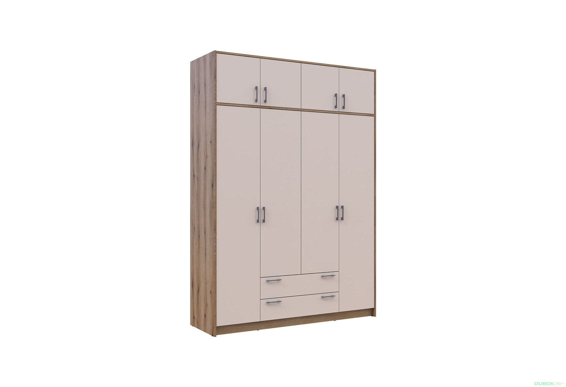 Skříň Rondi 4 z dřevotřísky s horním úložným prostorem artisan dub / kašmír 160x52x236 cm - Fotografie 4 Fotografie 4 - Skříň Rondi 4 z dřevotřísky s horním úložným prostorem artisan dub / kašmír 160x52x236 cm