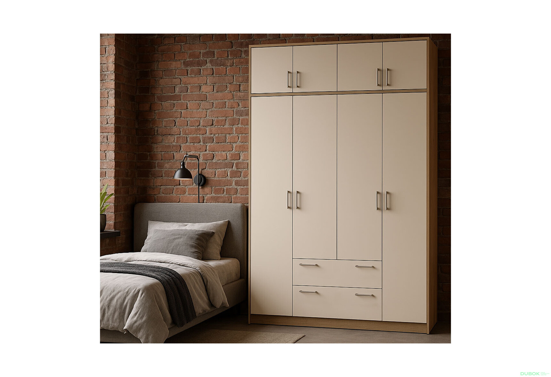Skříň Rondi 4 z dřevotřísky s horním úložným prostorem artisan dub / kašmír 160x52x236 cm - Fotografie 2 Fotografie 2 - Skříň Rondi 4 z dřevotřísky s horním úložným prostorem artisan dub / kašmír 160x52x236 cm