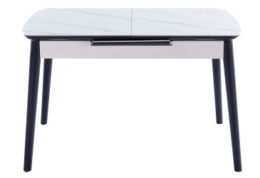 Stůl Apollo 120(160)x80 mramorový efekt, bílý / černý matný