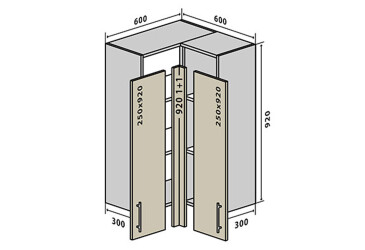 V58 Rohová skříňka 60x60 Prajm Lux / Prime Luxe