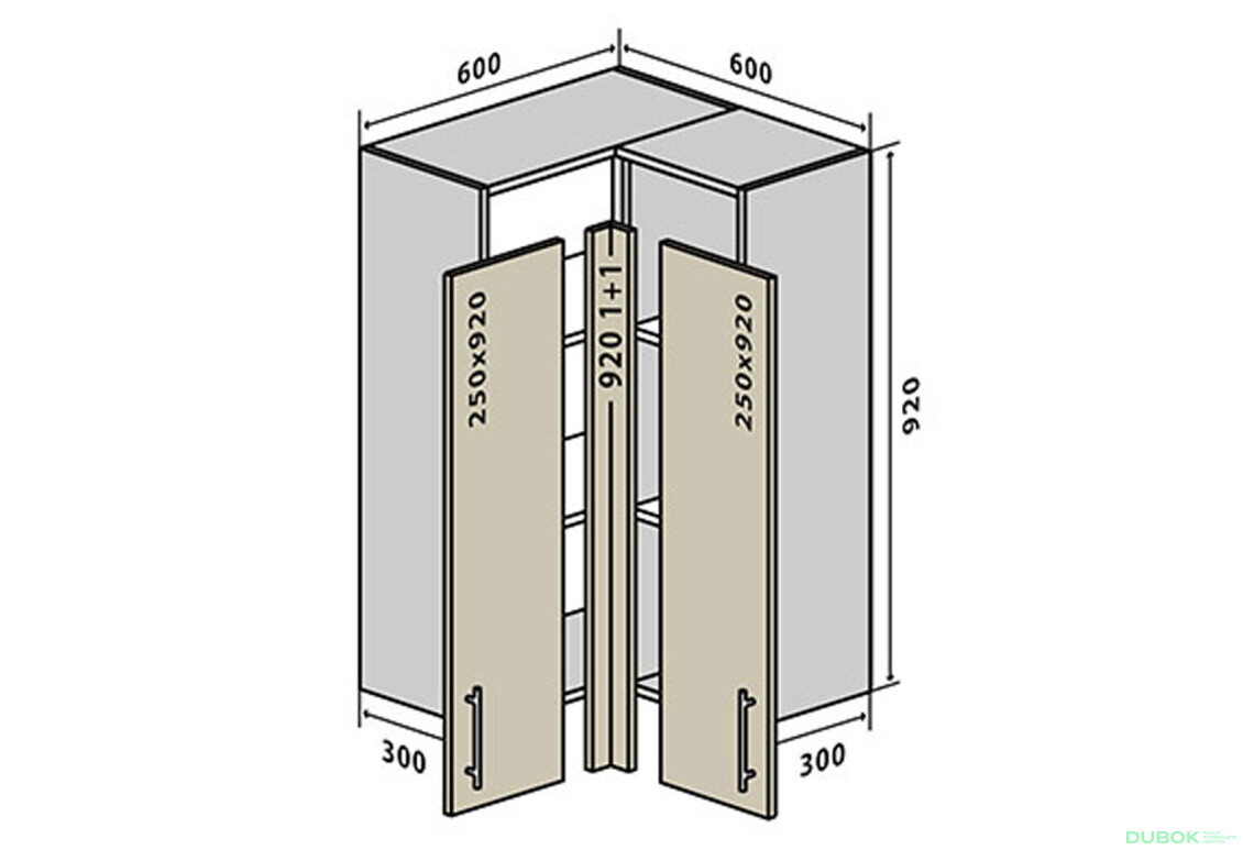 V58 Rohová skříňka 60x60 Prajm Lux / Prime Luxe