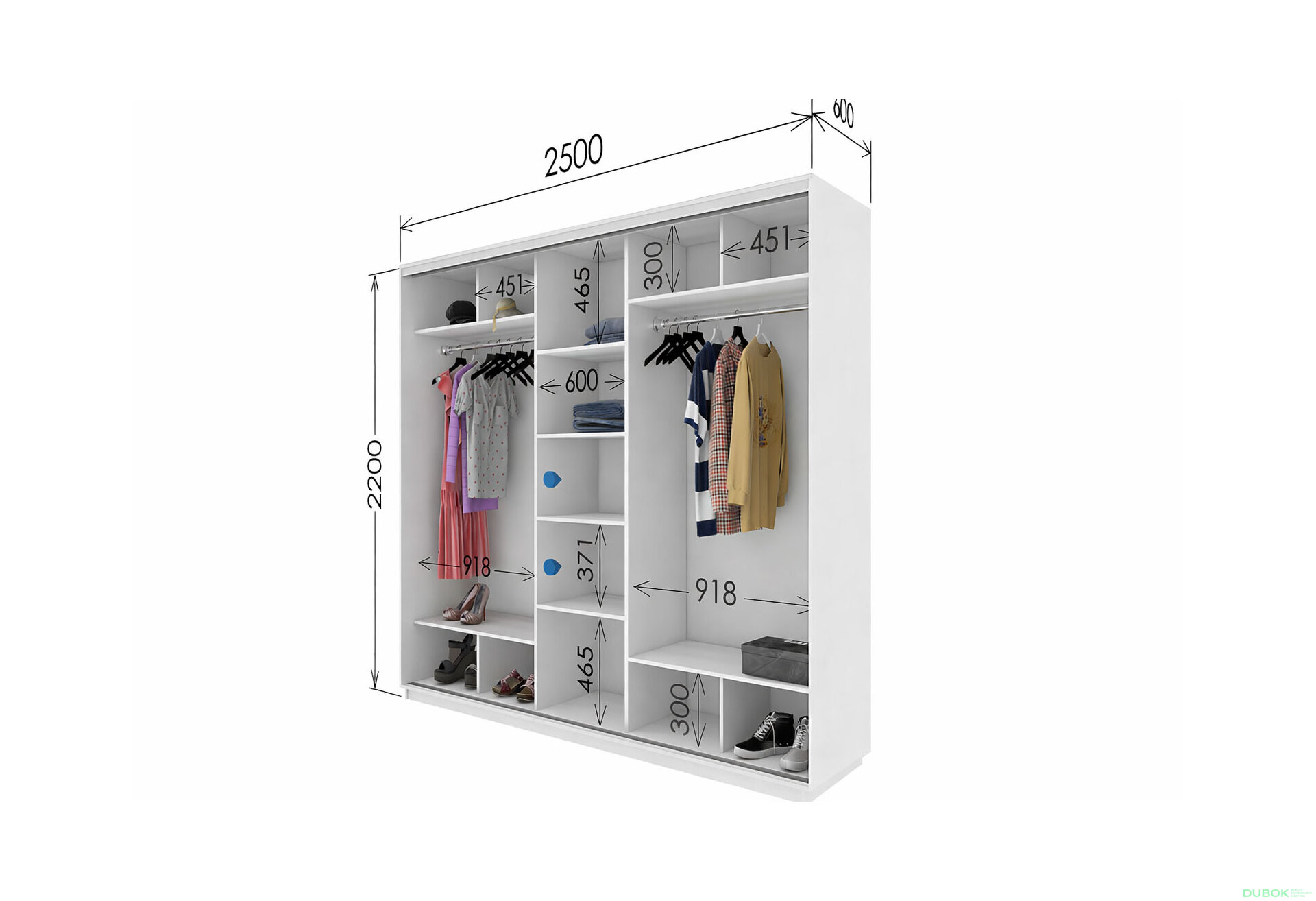 Fotografie 4 - Skříň s posuvnými dveřmi 2200x2500x600 3LTD nymphaea alba, profil stříbrný