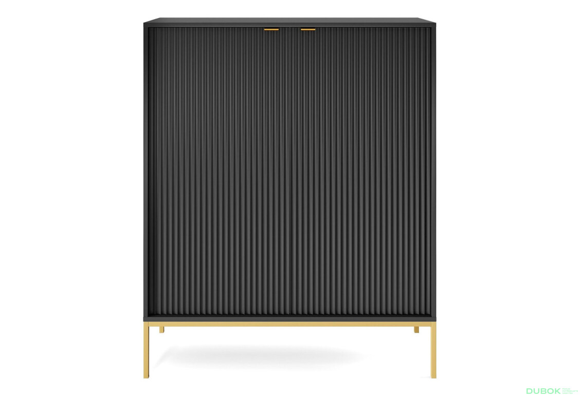 Komoda K104 černá Nova Zlaté nohy / zlatý úchytky - Fotografie 1 Fotografie 1 - Komoda K104 černá Nova Zlaté nohy / zlatý úchytky
