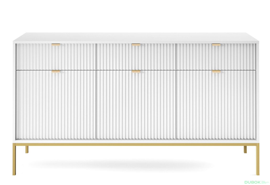 Komoda KSZ154 bílá Nova Zlaté nohy / zlatý úchytky - Fotografie 1 Fotografie 1 - Komoda KSZ154 bílá Nova Zlaté nohy / zlatý úchytky