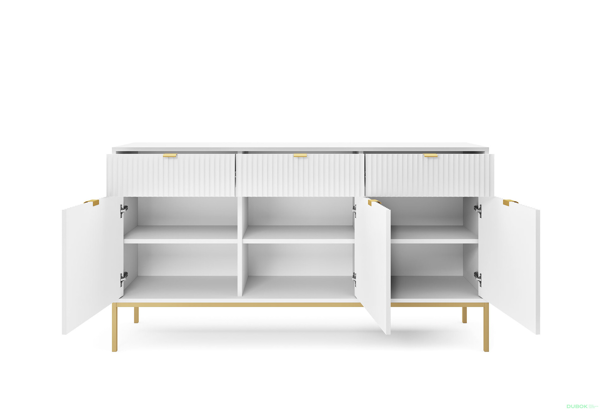 Komoda KSZ154 bílá Nova Zlaté nohy / zlatý úchytky - Fotografie 3 Fotografie 3 - Komoda KSZ154 bílá Nova Zlaté nohy / zlatý úchytky