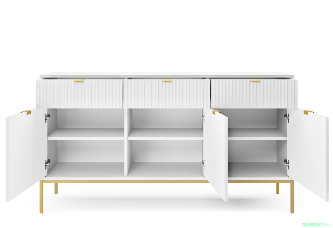 Komoda KSZ154 bílá Nova Zlaté nohy / zlatý úchytky - Fotografie 3 Fotografie 3 - Komoda KSZ154 bílá Nova Zlaté nohy / zlatý úchytky