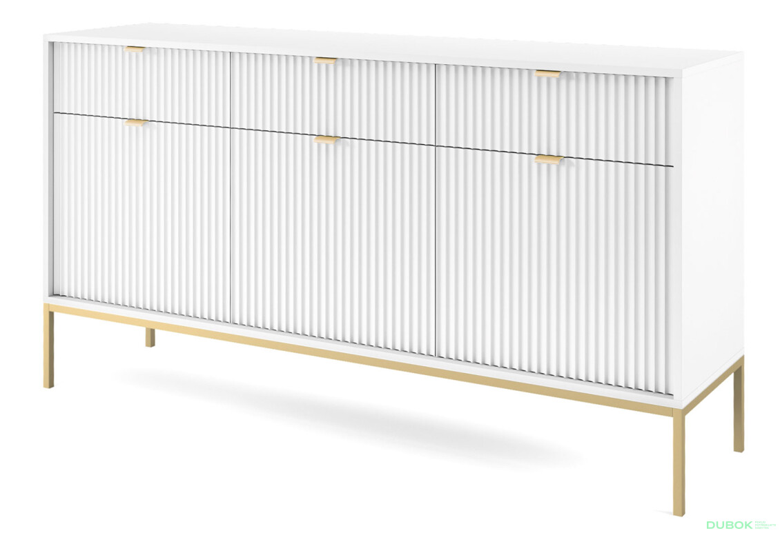 Komoda KSZ154 bílá Nova Zlaté nohy / zlatý úchytky - Fotografie 2 Fotografie 2 - Komoda KSZ154 bílá Nova Zlaté nohy / zlatý úchytky