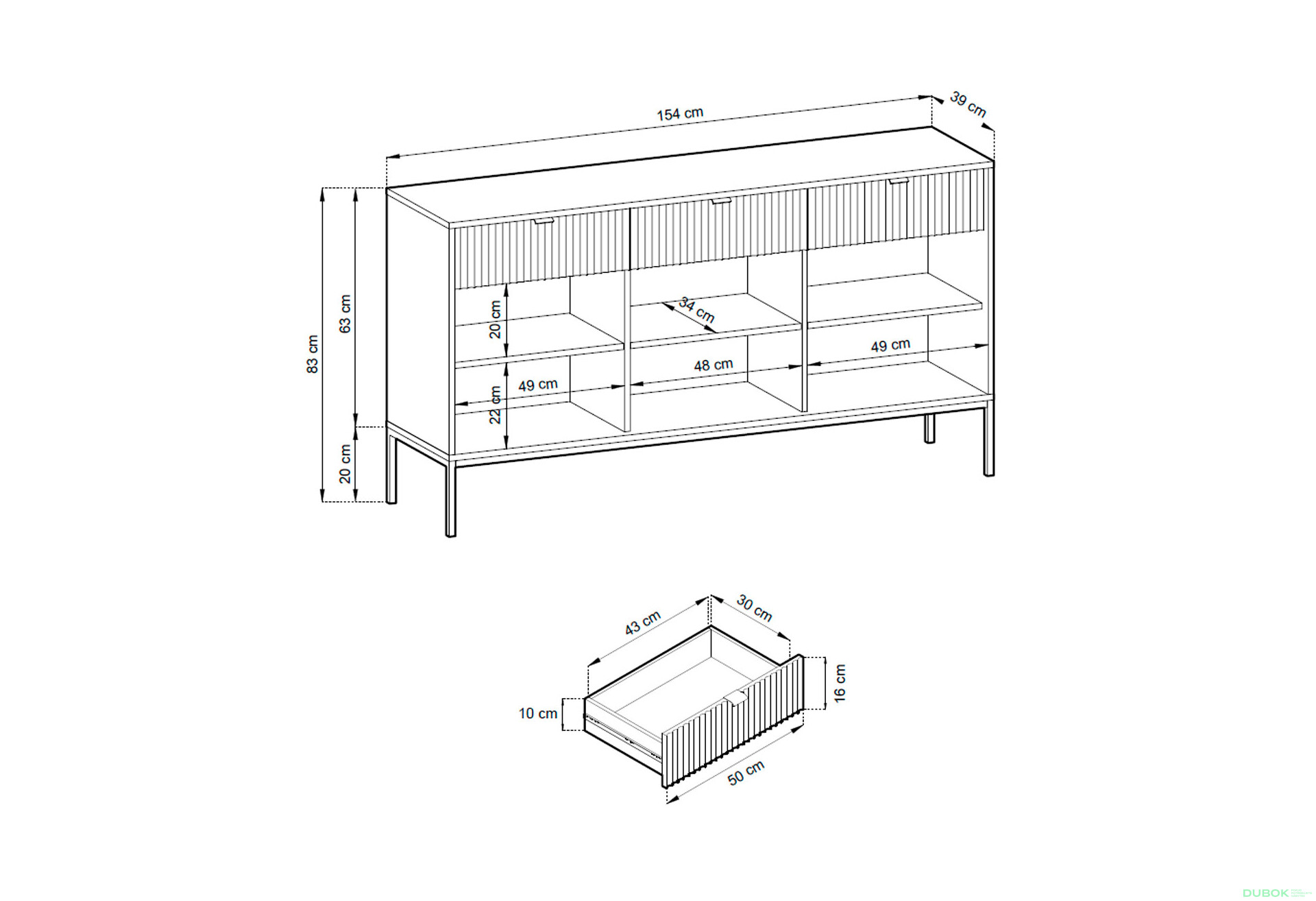 Komoda KSZ154 bílá Nova Zlaté nohy / zlatý úchytky - Fotografie 5 Fotografie 5 - Komoda KSZ154 bílá Nova Zlaté nohy / zlatý úchytky