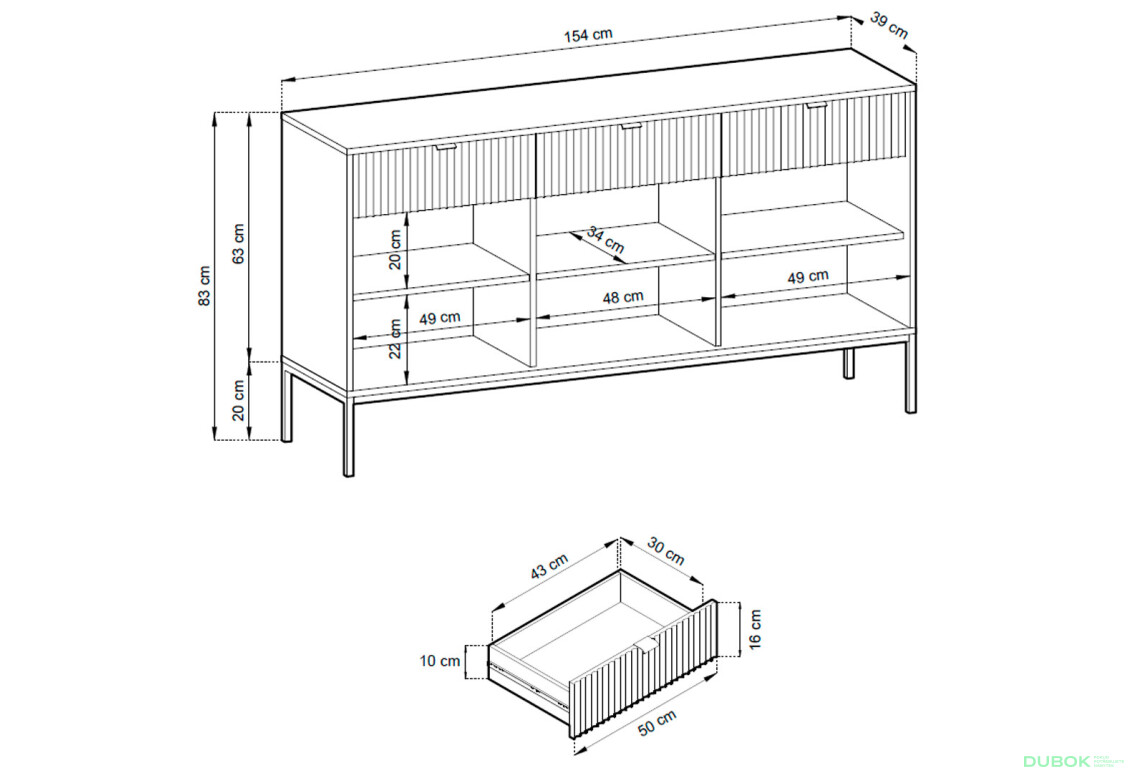 Komoda KSZ154 bílá Nova Zlaté nohy / zlatý úchytky - Fotografie 5 Fotografie 5 - Komoda KSZ154 bílá Nova Zlaté nohy / zlatý úchytky