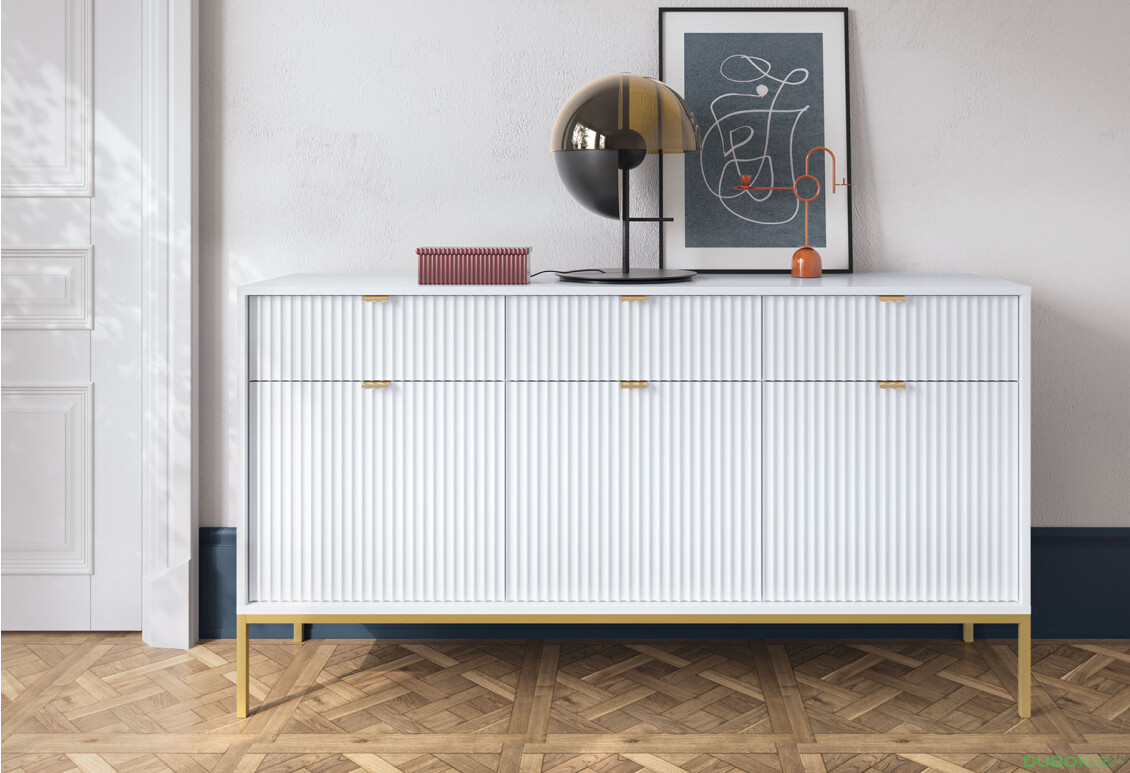 Komoda KSZ154 bílá Nova Zlaté nohy / zlatý úchytky - Fotografie 4 Fotografie 4 - Komoda KSZ154 bílá Nova Zlaté nohy / zlatý úchytky