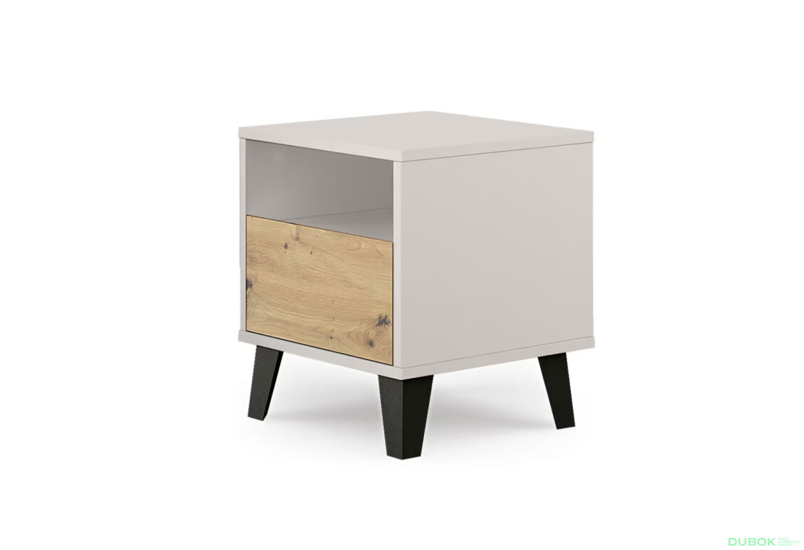 Fotografie 3 - Noční stolek Borg 1s kašmír / dub artisan