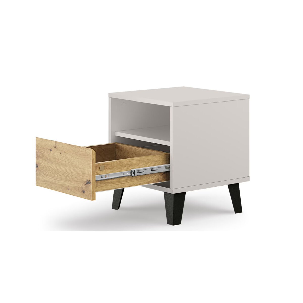 Noční stolek Borg 1s kašmír / dub artisan (obrázek 3)