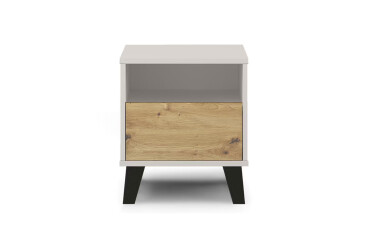 Noční stolek Borg 1s kašmír / dub artisan