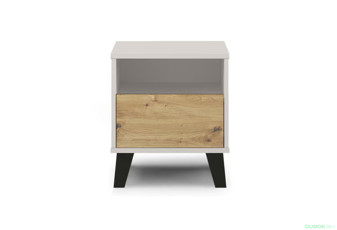 Noční stolek Borg 1s kašmír / dub artisan