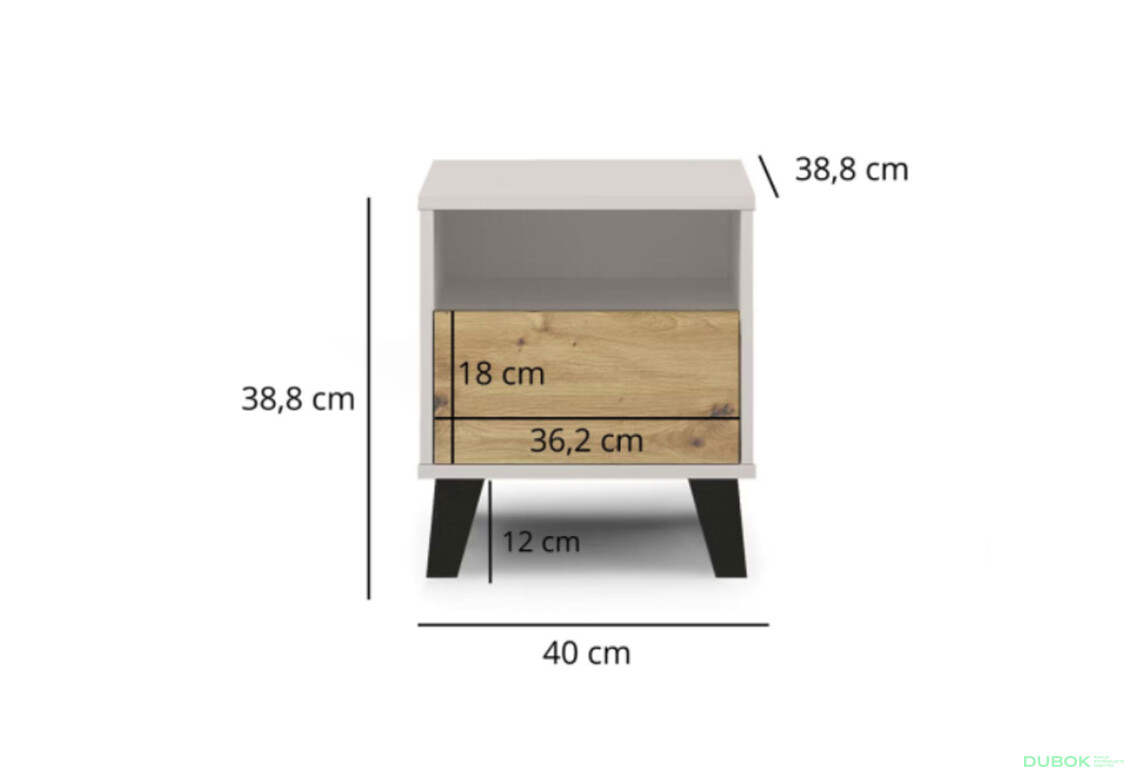 Fotografie 7 - Noční stolek Borg 1s kašmír / dub artisan