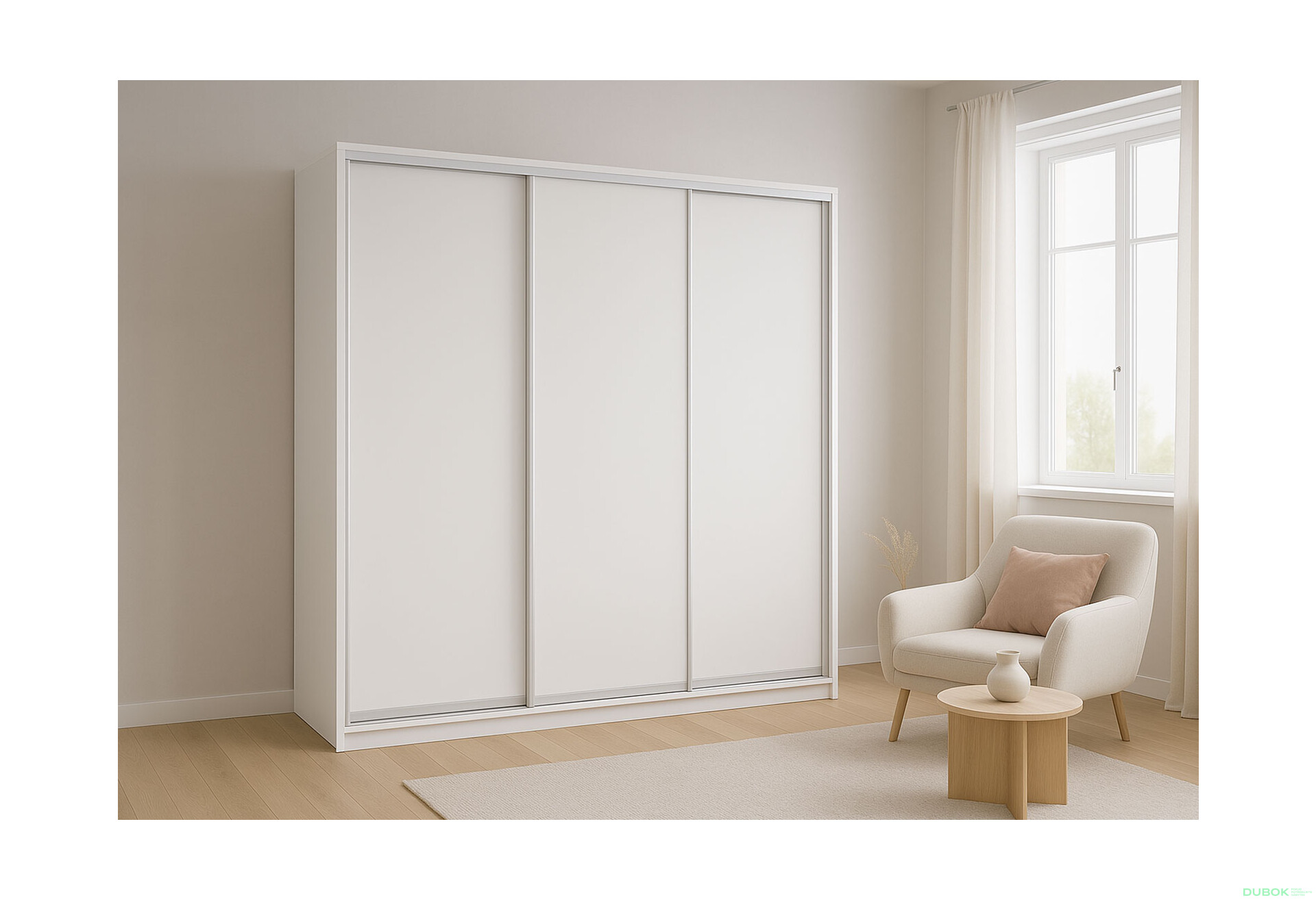 Fotografie 2 - Skříň s posuvnými dveřmi Komforto 3 DTD 222x240x60 cm bílá