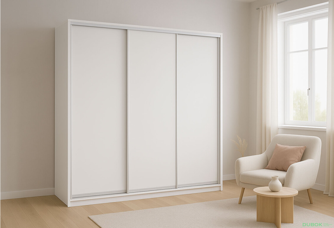 Fotografie 2 - Skříň s posuvnými dveřmi Komforto 3 DTD 222x240x60 cm bílá
