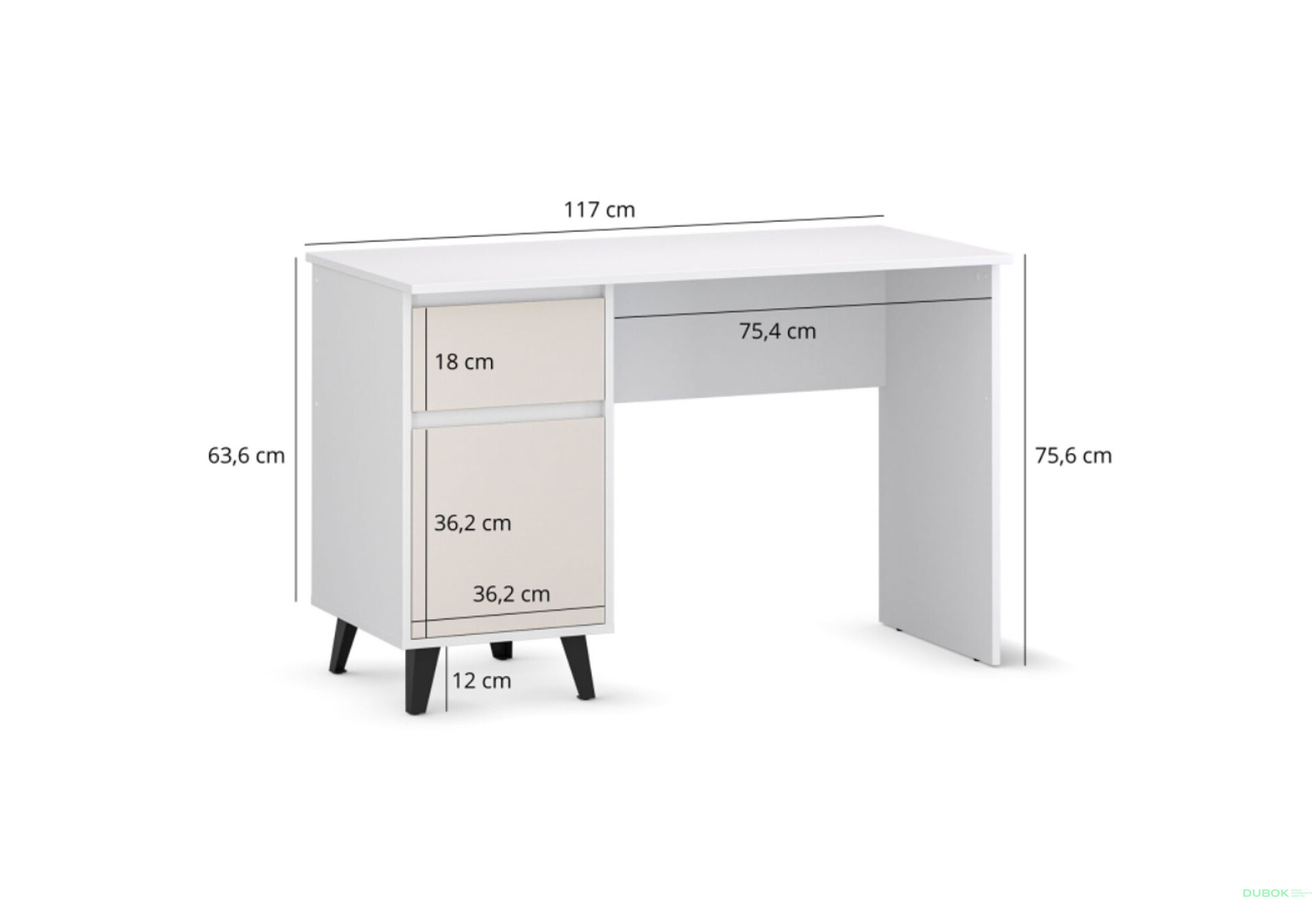 Fotografie 7 - Psací stůl BORG 1d1s/120 bílý / kašmír