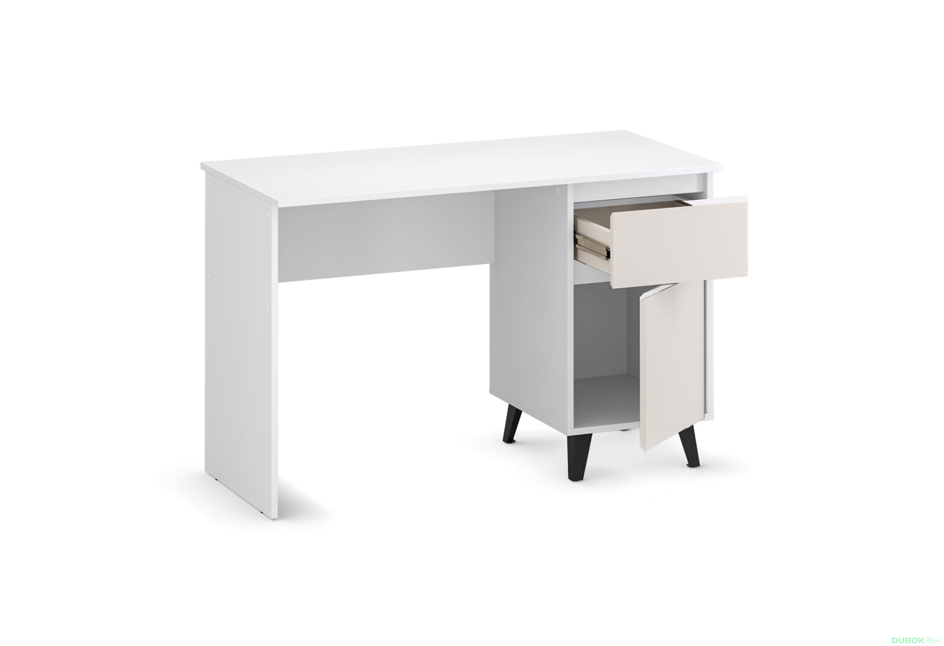 Fotografie 5 - Psací stůl BORG 1d1s/120 bílý / kašmír