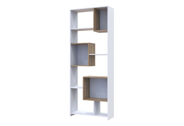 Vysoký regál BS1 Bílá / Dub evoke 81x30x210