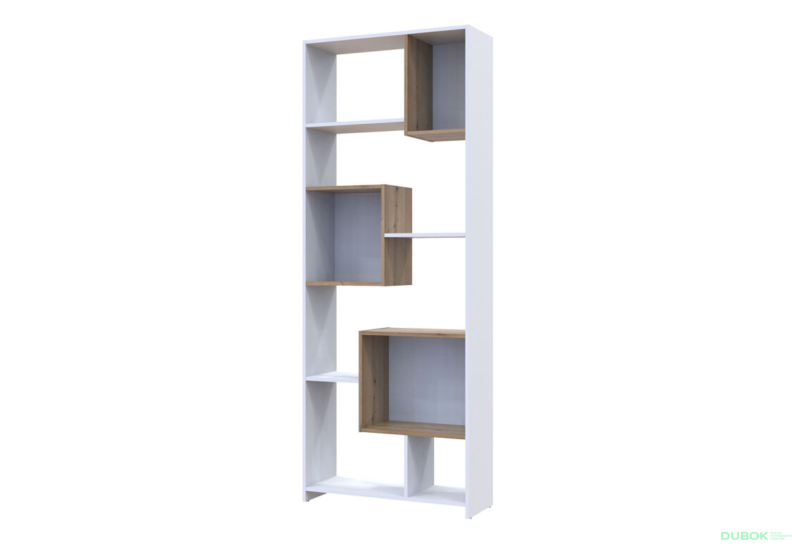 Vysoký regál BS1 Bílá / Dub evoke 81x30x210