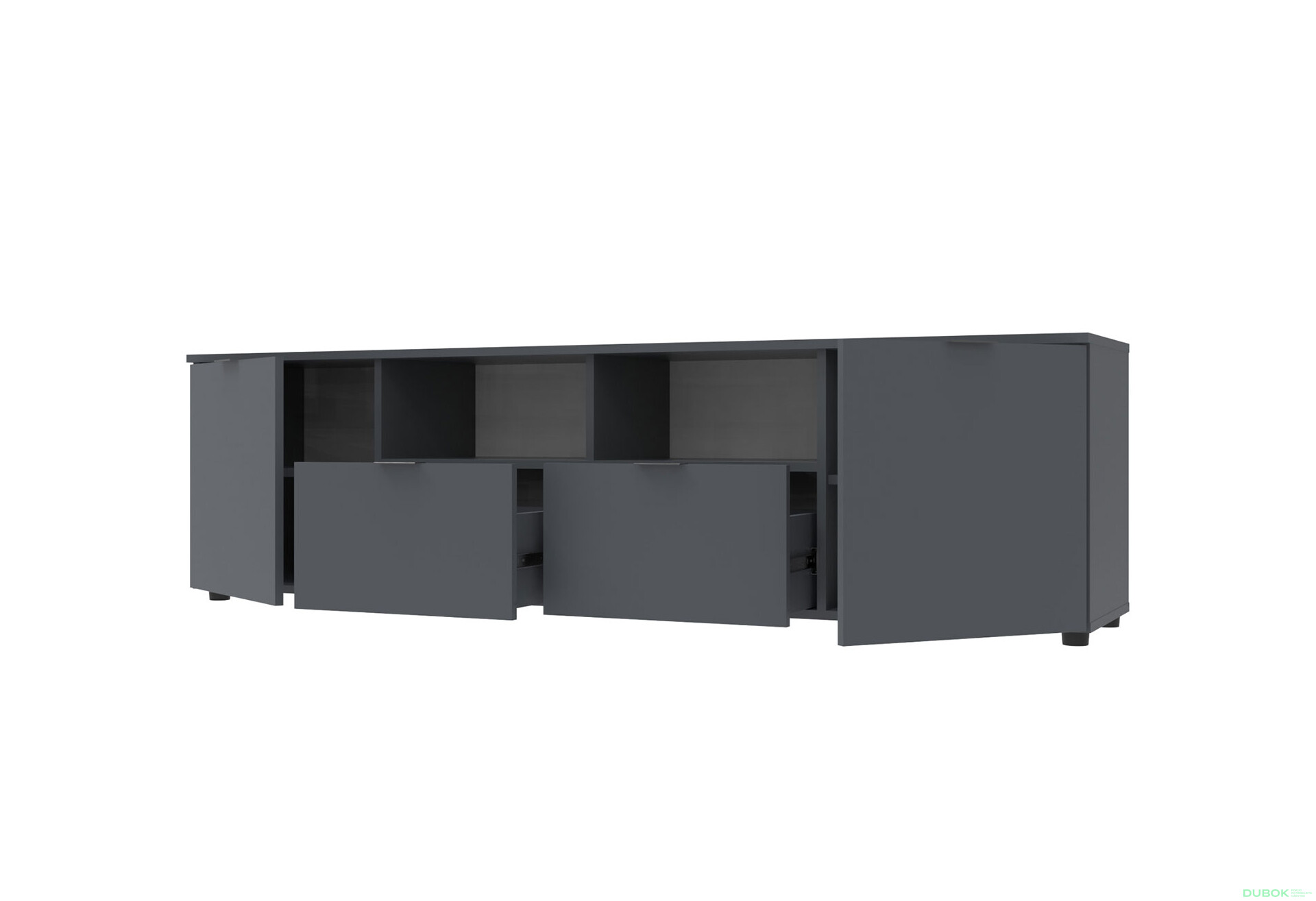 Fotografie 2 - TV stolek s dvířky a zásuvkami Ron 4 180 cm Grafit