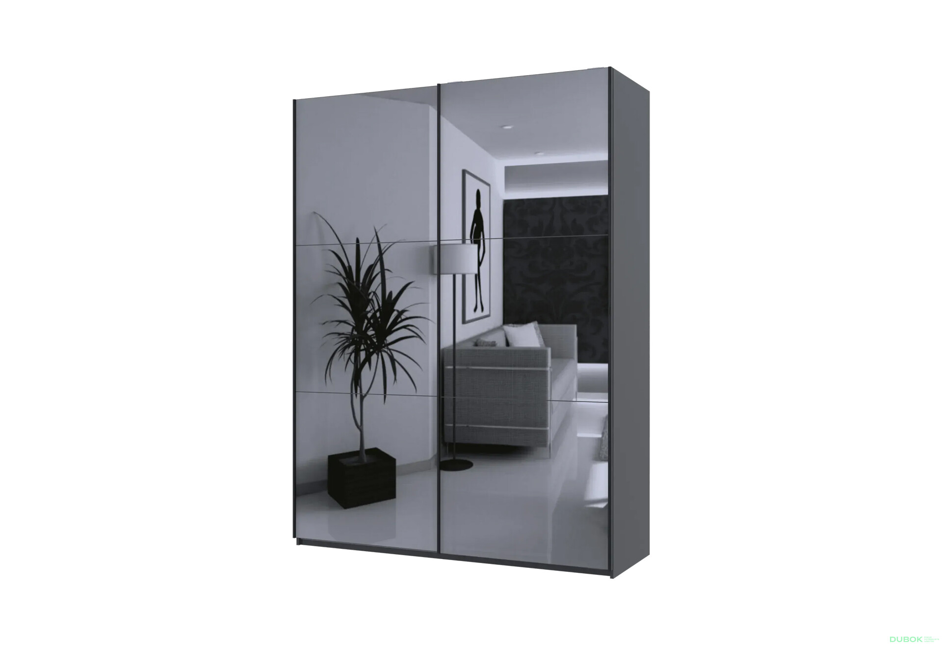 Fotografie 1 - Skříň s posuvnými dveřmi G-Caiser se 2 zrcadly, 180 cm, grafit
