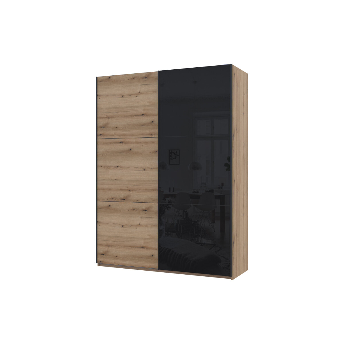 

Skříň s posuvnými dveřmi G-Caiser 2dveřová: DTD + sklo, 180 cm, dub evoke / černá