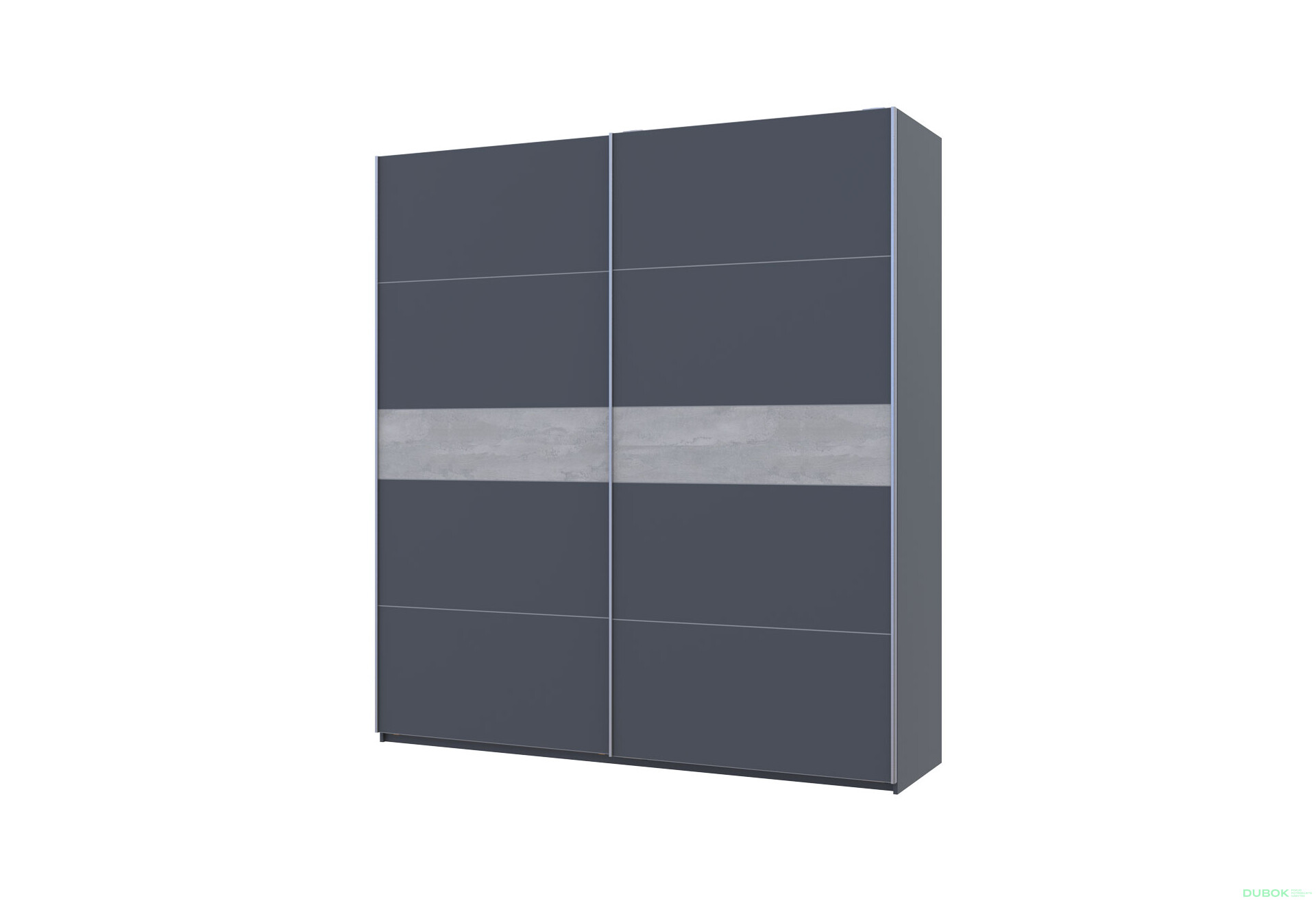 Fotografie 1 - Skříň s posuvnými dveřmi G-Caiser, 2dveřová, DTD, 220 cm, grafit / vložka beton