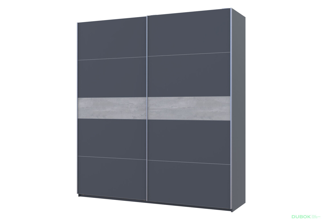 Skříň s posuvnými dveřmi G-Caiser, 2dveřová, DTD, 220 cm, grafit / vložka beton